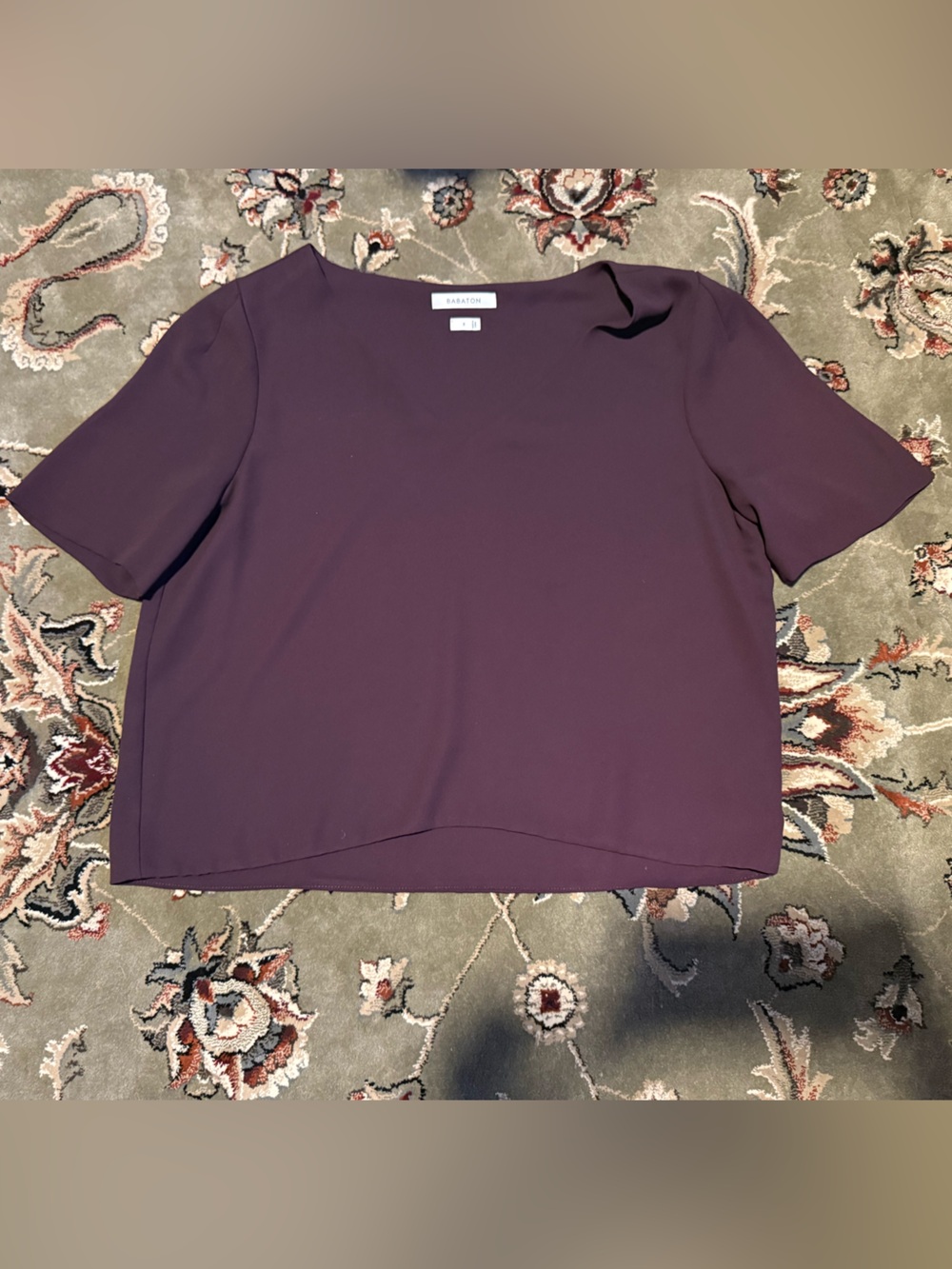 Babaton Deep Plum Short Sleeve Cropped Top
